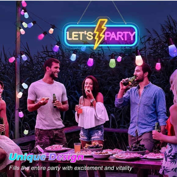 Lets Party Neon Sign, Dimmable Neon Lights Signs for Wall Decor, LED Neon Signs, - Picture 5 of 11